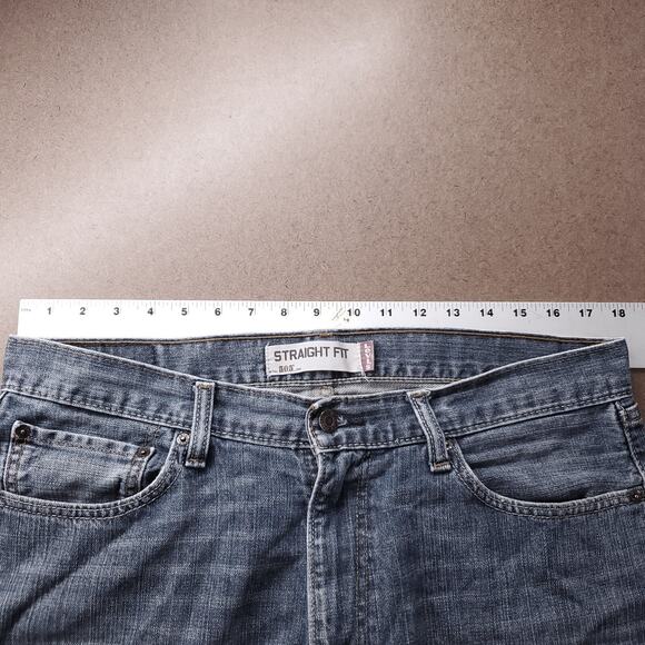 Levis 505 Jeans Mens 36x34 Med Wash Faded Straight Classic Cowboy Western Rodeo - Picture 4 of 15